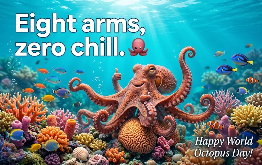 Funny World Octopus Day Captions and Octopus Puns
