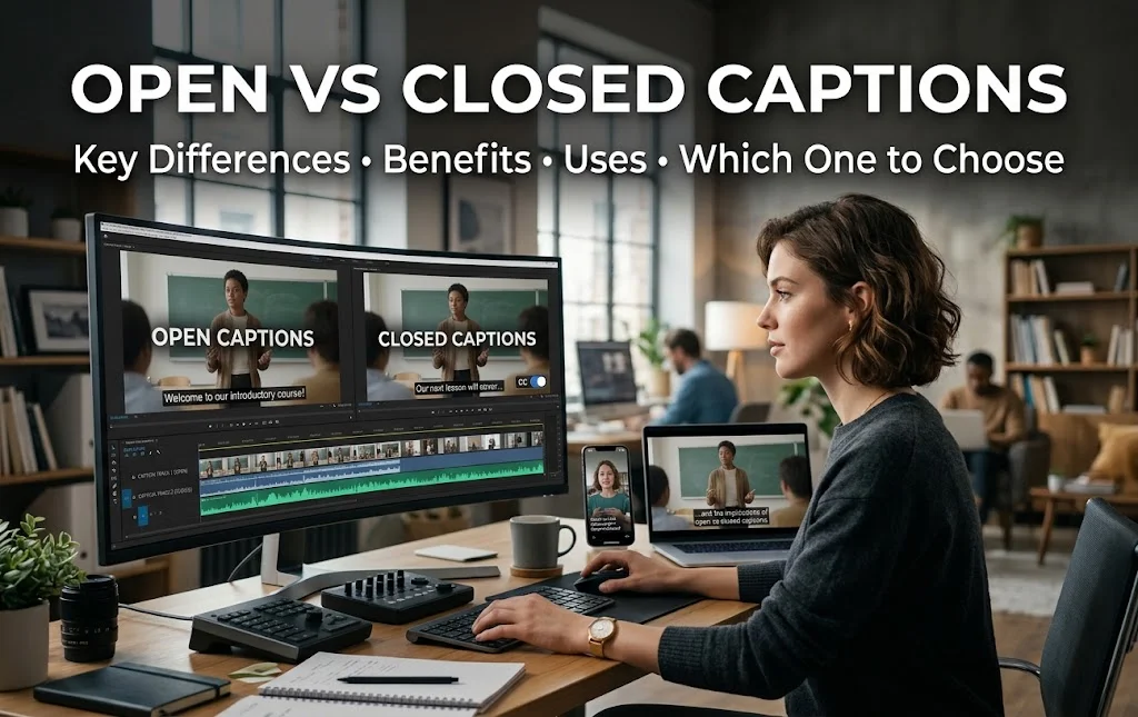 Open vs Closed Captions: Key Differences, Benefits, 10+ Uses & Which One to Choose